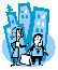 couple in front of highrise buildings